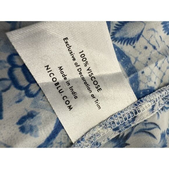 Nicoblu Waverly Maxi Blue White Floral Boho Dress Size M Viscose Flowy Pockets - Picture 13 of 14